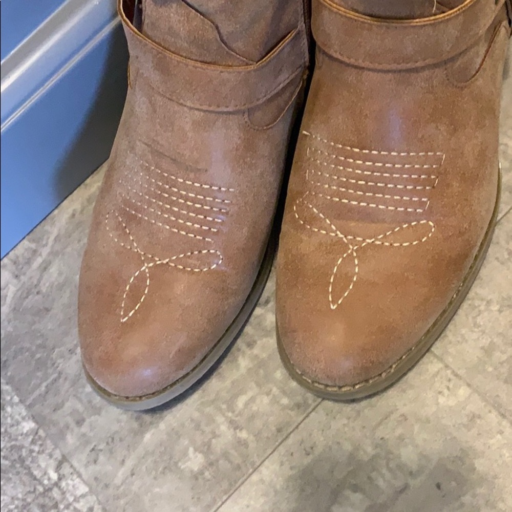 Brown Suede Knee High Boots - Picture 2 of 5